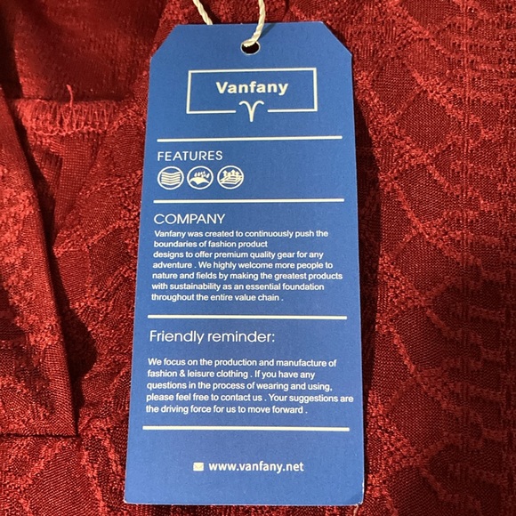 Vanfany Burgundy V Neck, Long Sleeve Top. Size M - Picture 10 of 11